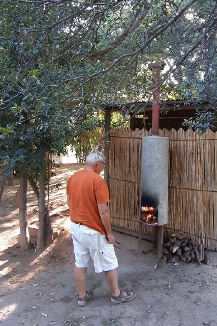 Einheizen der "Donkey Dusche"